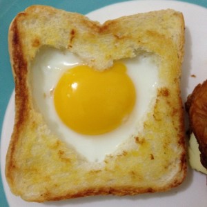 Heart Shaped Bread with Egg