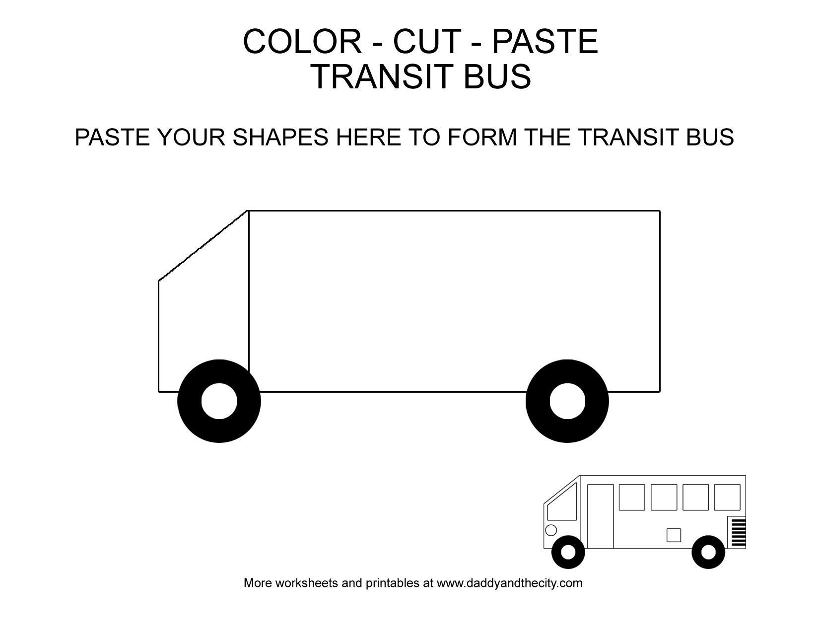 Vehicle-Themed Color-Cut-Paste Worksheets for Toddlers – Daddy and the City